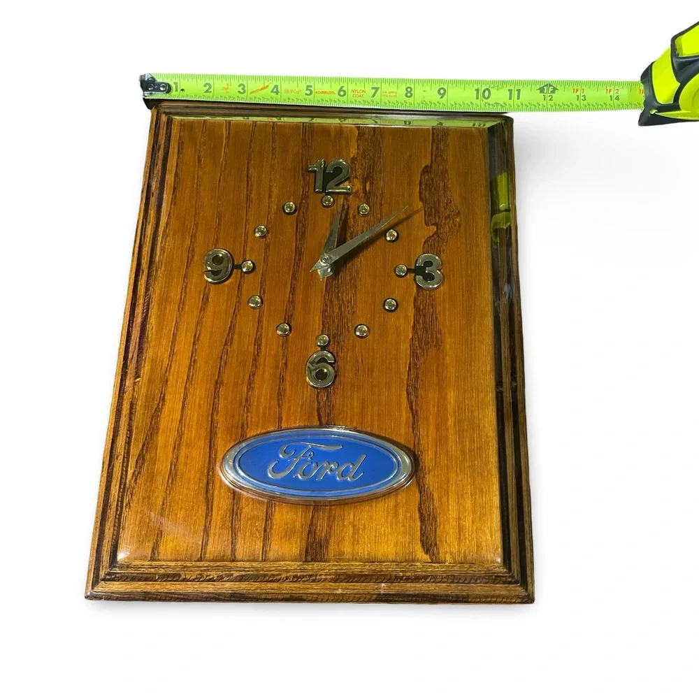 Vintage Ford Oval Logo Wood Wall Clock Retro‎ Automotive Decor Collectible